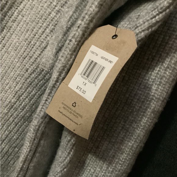 Frye & Co Heather Grey Knit Pullover Sweater Size XL Puff Shoulder NWT - Picture 3 of 7